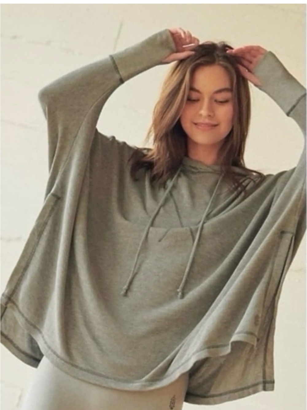 Free People Movement Swinging' It Hoodie Poncho Moss Green Sz M